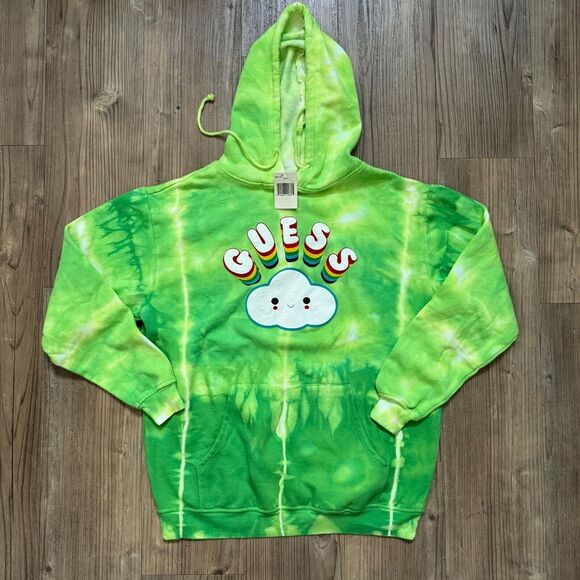 NWT J Balvin x GUESS FriendsWithYou Arcoiris Tie-Dye Hoodie Green Music Tour S - Picture 1 of 7